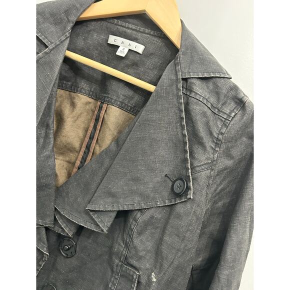 Cabi Gray Moto Jacket Waxed Linen Structured Button Front Size Small - Picture 1 of 5